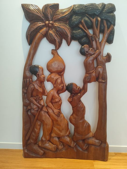 Escultura Artesanal Africana - Madeira Maciça, Grande Formato