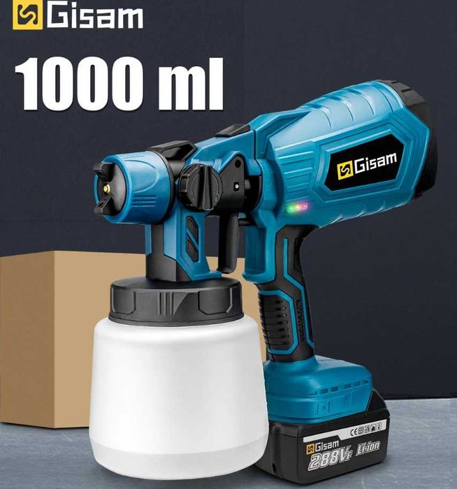 Pistola de pulverização elétrica sem fio com 2 baterias e carregador