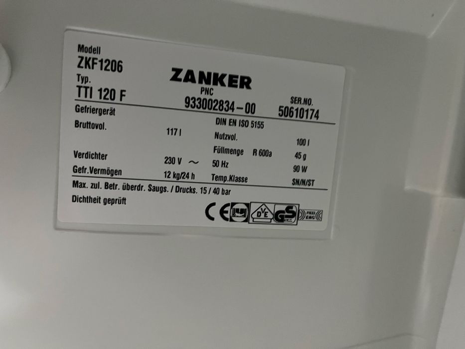 Zamrażarka Zanker 85cm |12msc |BD stan |Dowóz