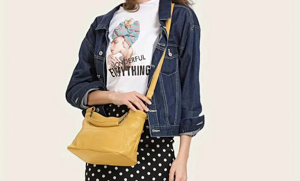 Сумка шкіряна жовта.