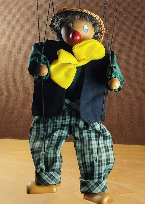 Boneco Palhaço Marioneta Vintage
