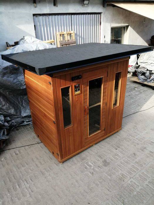 Sauna FIŃSKA+INFRARED nowy piec zewnętrzna z dachem 2w1 OGRODOWA OGRÓD