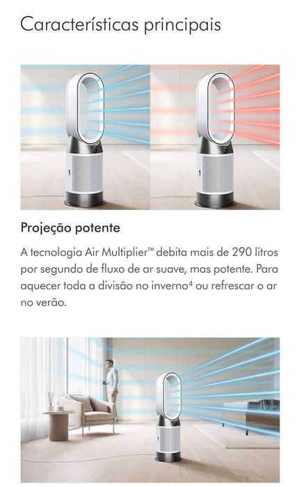 Dyson Purifier Hot+Cool HP1 (Branco) Purificador ventilador termoventilador