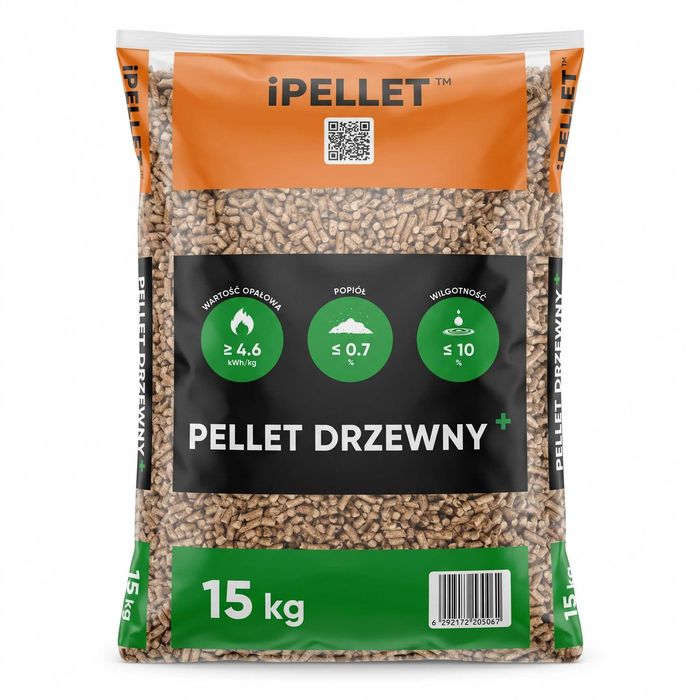 Pellet iPELLET sosnowy 6 mm klasa A1 – paleta 65×15 kg, dostawa GRATIS
