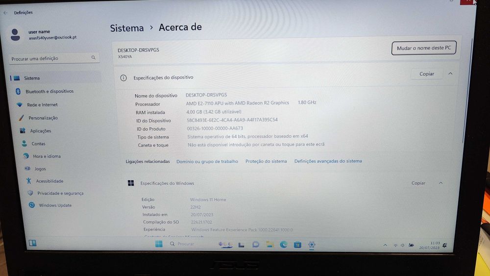 Portátil ASUS F540Y