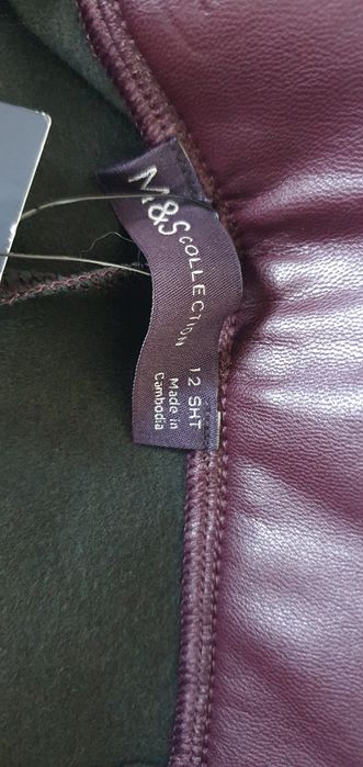 Leginsy damskie ekoskóra Marks&Spencer burgundowe rozm. L