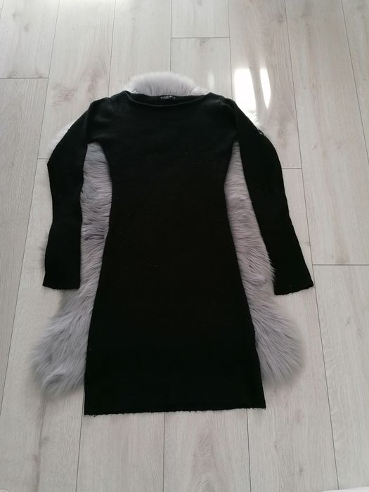 Długi czarny swetr sukienka rozmiar U