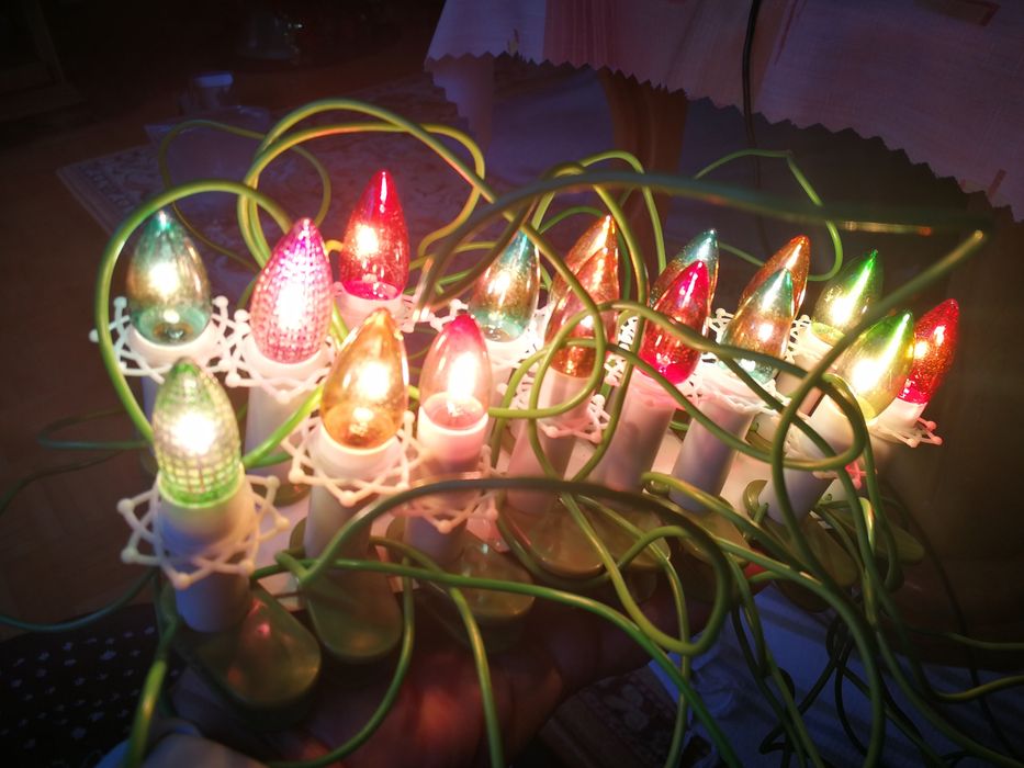 Oświetlenie na choinkę, lampki, świeczki PRL