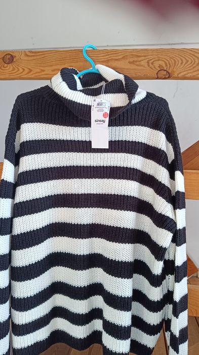 Sweter w paski golf Sinsay M oversize