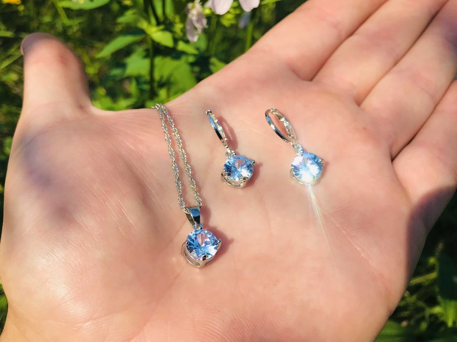 Срібний комплект 925 проби! ЛАНЦЮЖОК + КУЛОН + СЕРЕЖКИ / Знижка -70%