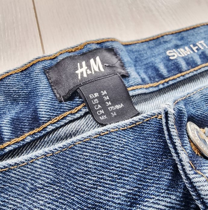 Spodnie jeans h&m slim fit męskie 34