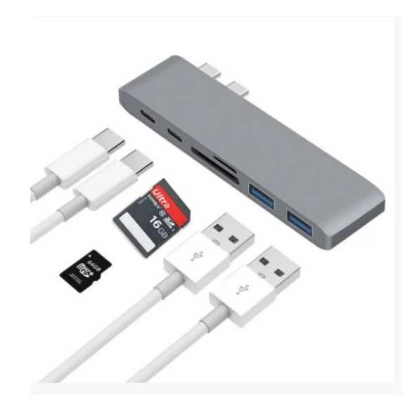Adapter do MacBooka 6 w 1 Typ-C + Typ-A +MicroSD+Adapter Space ttst826