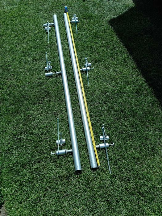 Poręcze schodowe stalowe ocynkowane 190 cm z elementami montażowymi do ściany - 2 szt.