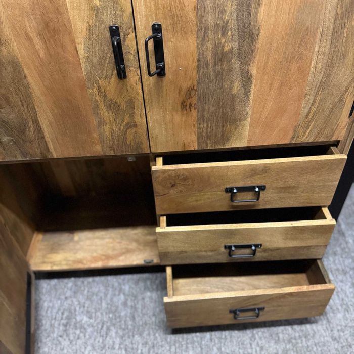 Duża komoda regał z serii Britt drewno mango styl Loftowy Nowa F-Vat