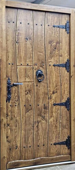 Drzwi DŁUGOSZ drewniane zewnętrzne góralskie ciepłe powietrze GOTOWE