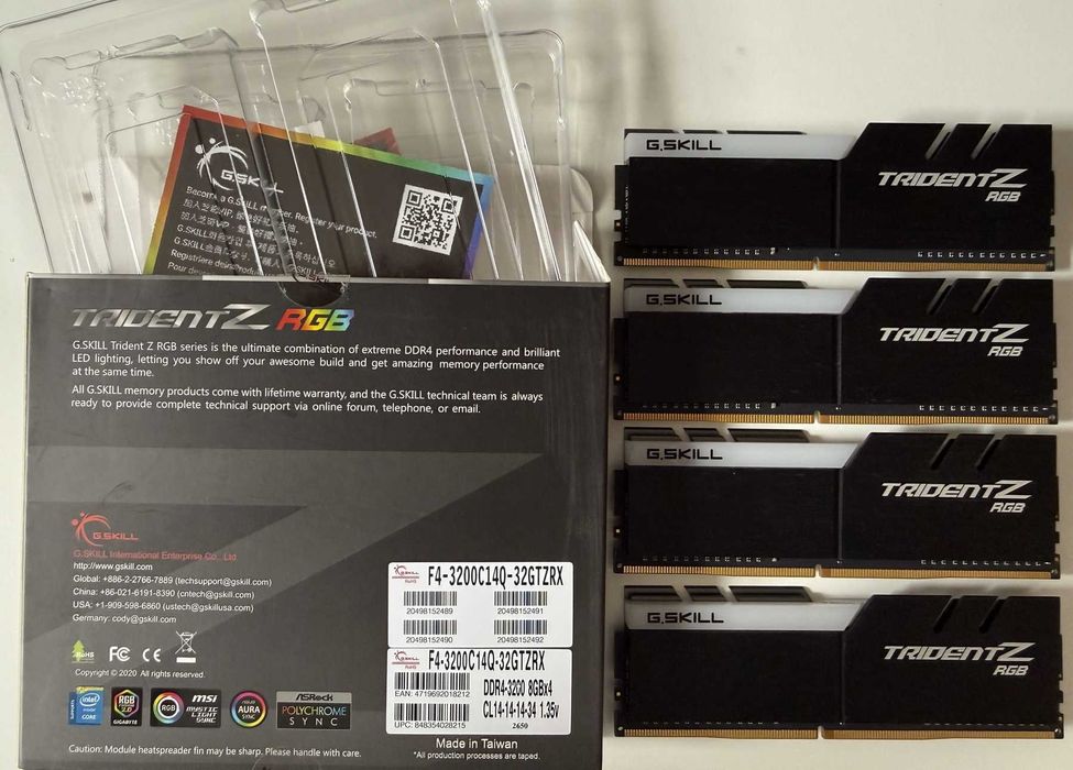 Pamięć RAM DDR4, G.SKILL TRIDENT Z, RGB, 32GB Dual/Quad Channel Kit