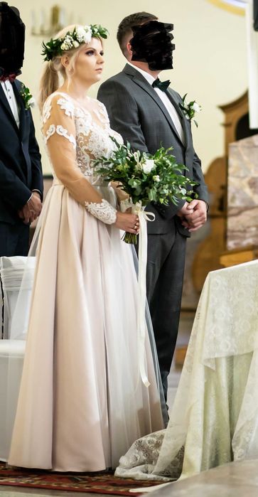 Suknia ślubna r. 38 BEŻ/NUDE/Cappuccino !!!OKAZJA!!! !!!PROMOCJA!!!