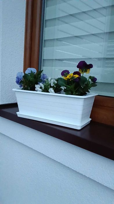 Donice Doniczki na kwiaty prostokątne jasny brąz/ciemna zieleń