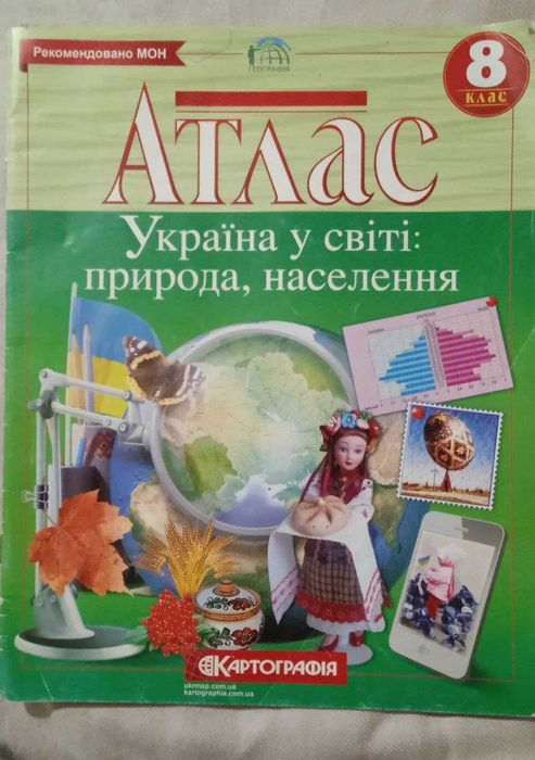 Контурні карти 6 клас, атласи 8 кл., зошит з фізики, польська мова 7