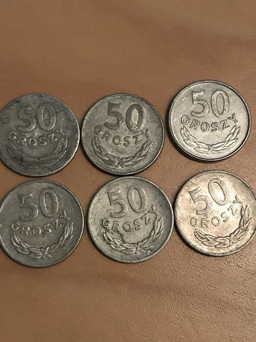 50 groszy (6 sztuk ) 1949, 1973,1976, 1977,1983,1987,