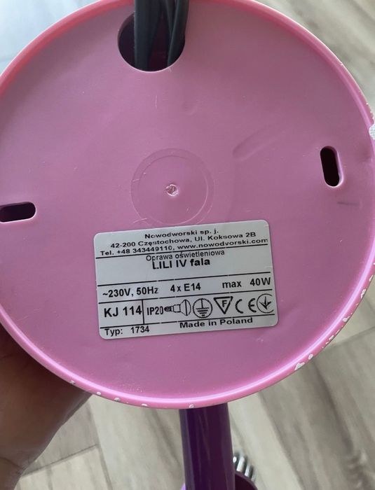 Lampa figurowa fioletowo-rózowa