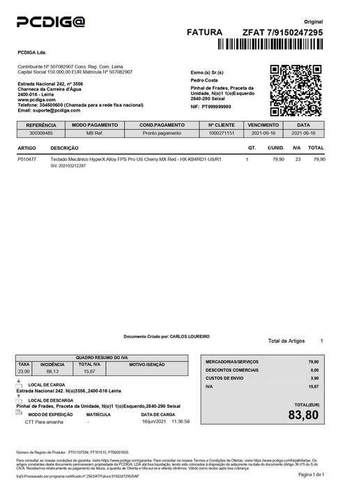 Teclado Mecânico HyperX Alloy FPS Pro US Cherry MX Red (com fatura)
