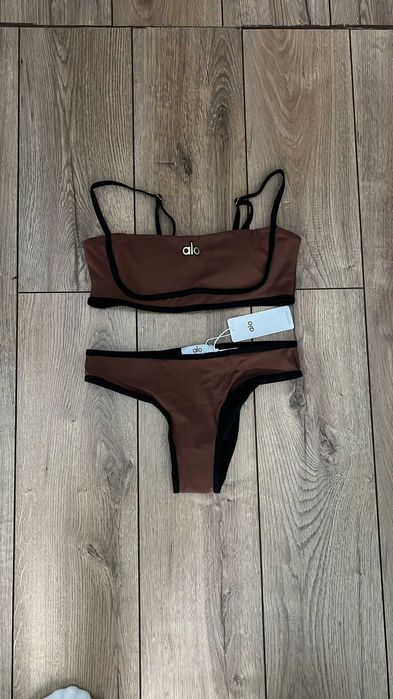Kostium kąpielowy ALO Yoga bikini brązowe NOWE na lato strój ALO nad wodę wakacje zestaw rozmiar L