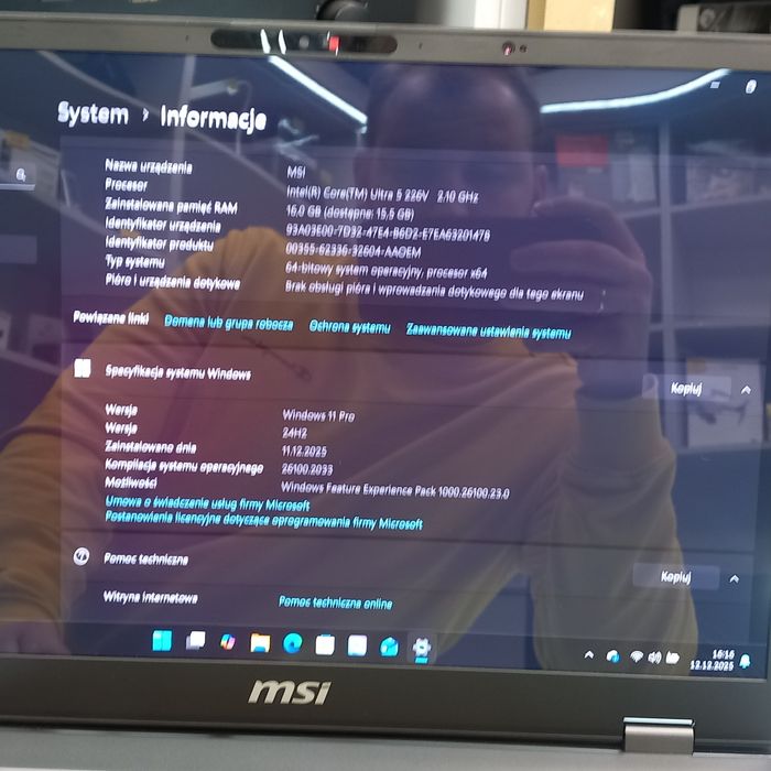 Laptop MSI PRESTIGE 16 AI EVO 16 " Evo B2VMG Idealny