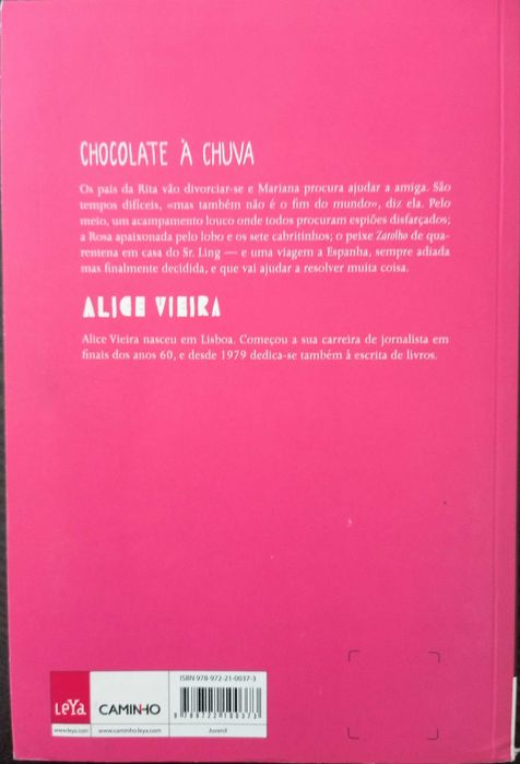 "Chocolate à Chuva" de Alice Vieira