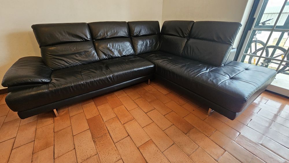 Sofa pele com chaise longue