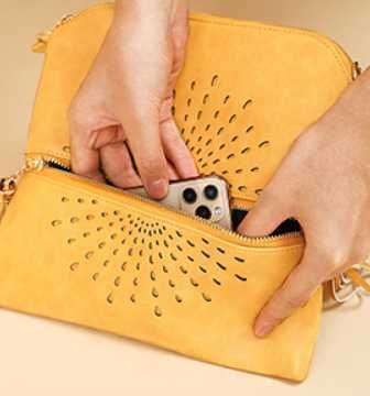 Aphison Torebka crossbody z długim paskiem żółta