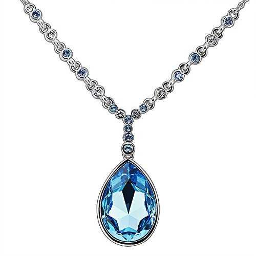 Подвеска с цепочкой из серебра 925 пробы с  голубым Топазом Swarovski
