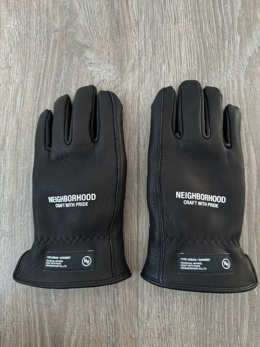 Перчатки neighborhood black leather boa gloves japan шкіра оленя