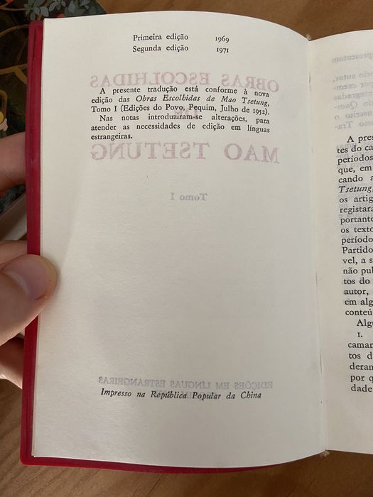 Obras Escolhidas de Mao Tsetung - Tomo I - Livro Vermelho