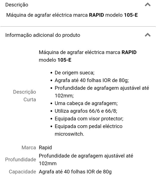 Máquina agrafadorora RAPID elétrica industrial/indústria - modelo 105E