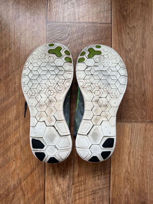 Беговые Кроссовки Nike Free 4.0 Flyknit серо-зеленые 42 р