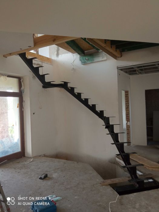 Schody metalowe, loft, nowoczesne, industrialne, jednobelkowe