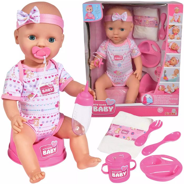 New Born Baby. Lalka funkcyjna, 43 cm. Simba Toys. Nowy Produkt