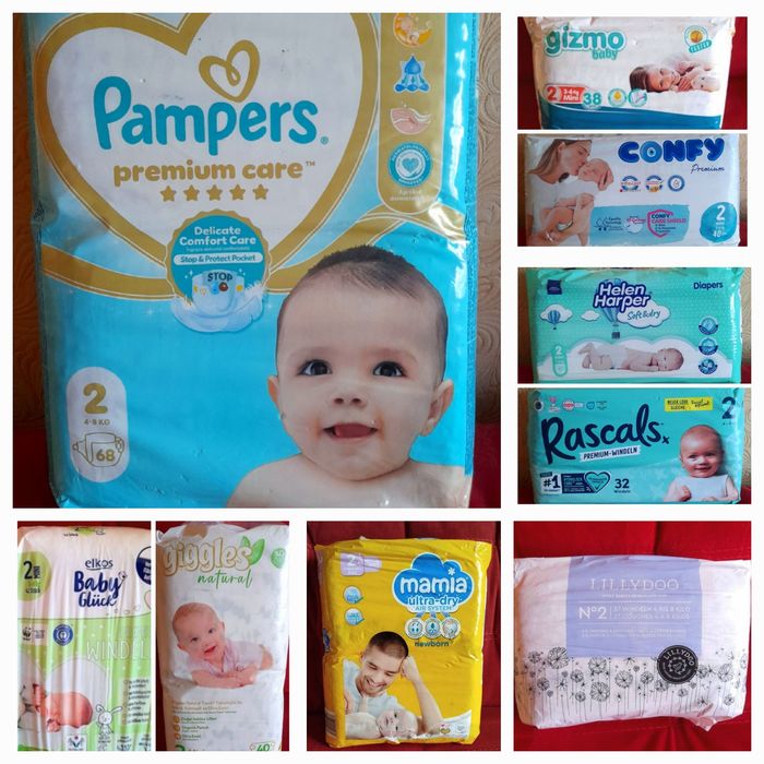 Памперсы 2 размер Pampers, Helen Harper, Elkos Baby, Mamia, Giggles, Lilidoo.  Підгузники.