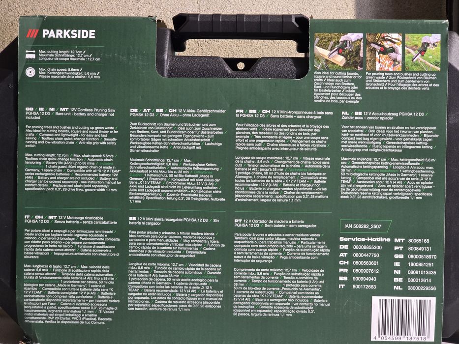 Serra de poda 12v parkside