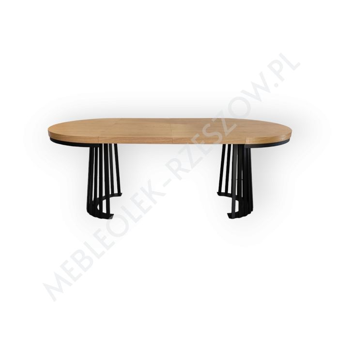 Stół okrągły rozkladany koło lamele metal loft pająk podstawa