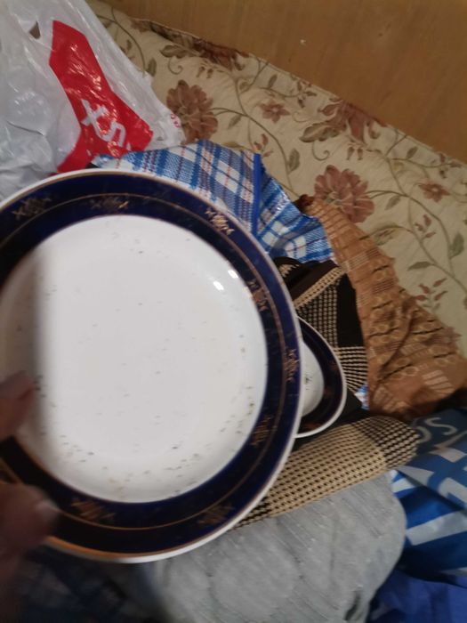 Старые блюда кузнецовские, кобальт новые 3шт тарелок и набор18 шт