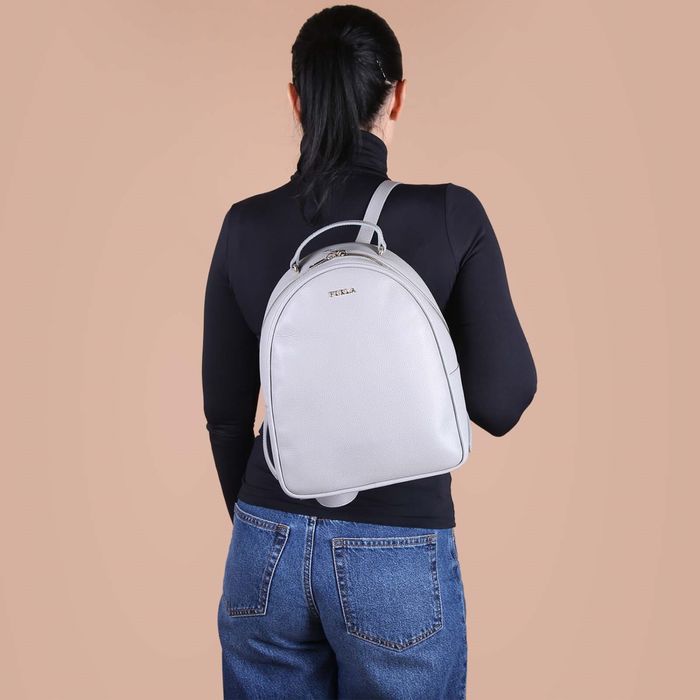 FURLA Robin Medium Leather Backpack Grey шкіряна сумка рюкзак жіноча
