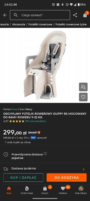 Fotelik rowerowy Kross Gruppy 9-22 kg