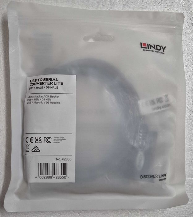 Adaptador USB - Série DB9 RS232 Chip Prolific Lindy 42855 (NOVO)