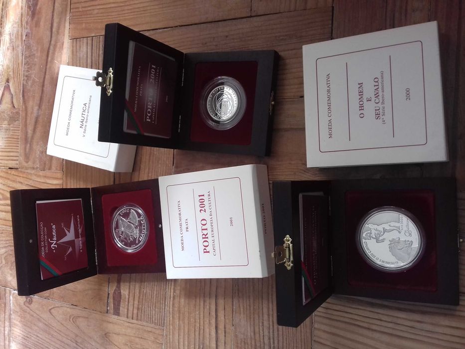 Náutica,Porto 2001,O Homem e Seu Cavalo-Moedas em Prata Proof
