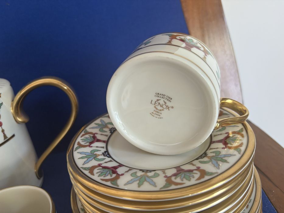 Serviço de Chá porcelana Lenox pintado a ouro