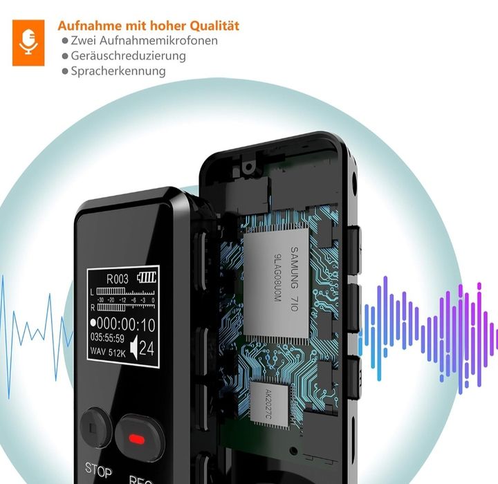 Cyfrowy dyktafon Tschisen 64gb