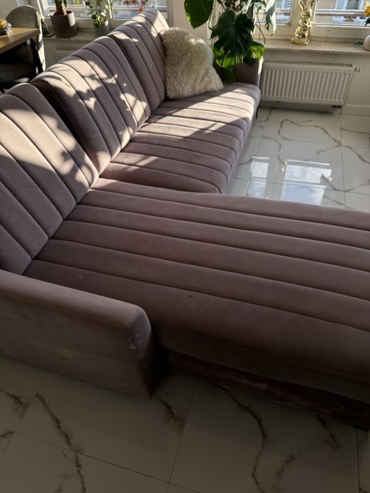 Kanapa rogówka  narożnik rozkładana welurowa