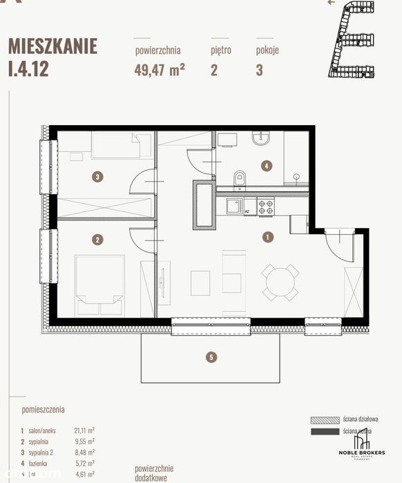bez pcc i prowizji | 3 pokoje+aneks | 49,5m2